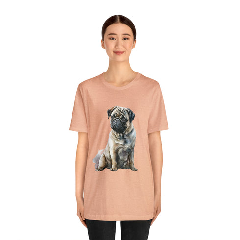 Loving Pug in Watercolor - Short Sleeve Tee